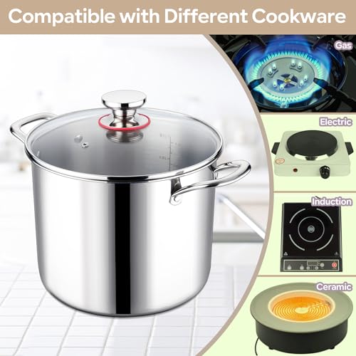 LIANYU 10 Quart Stock Pot with Lid, Stainless Steel Tri-Ply D8155