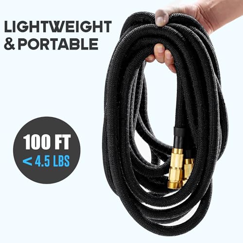 Expandable Garden Hose with Spray Nozzle Brass Fittings k7m