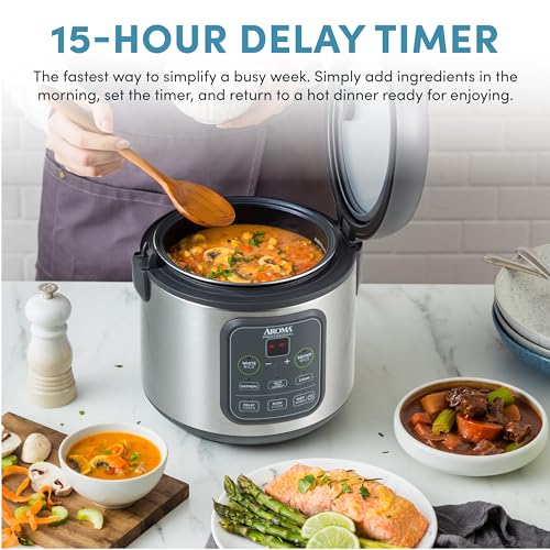 Rice Cooker 4-Cup Uncooked 8-Cup Cooked Stainless Steel a7