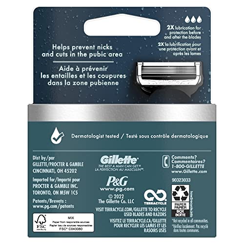 Gillette Intimate Pubic Hair Razor Cartridges, 4 Refills, Dermatologist Tested J487788