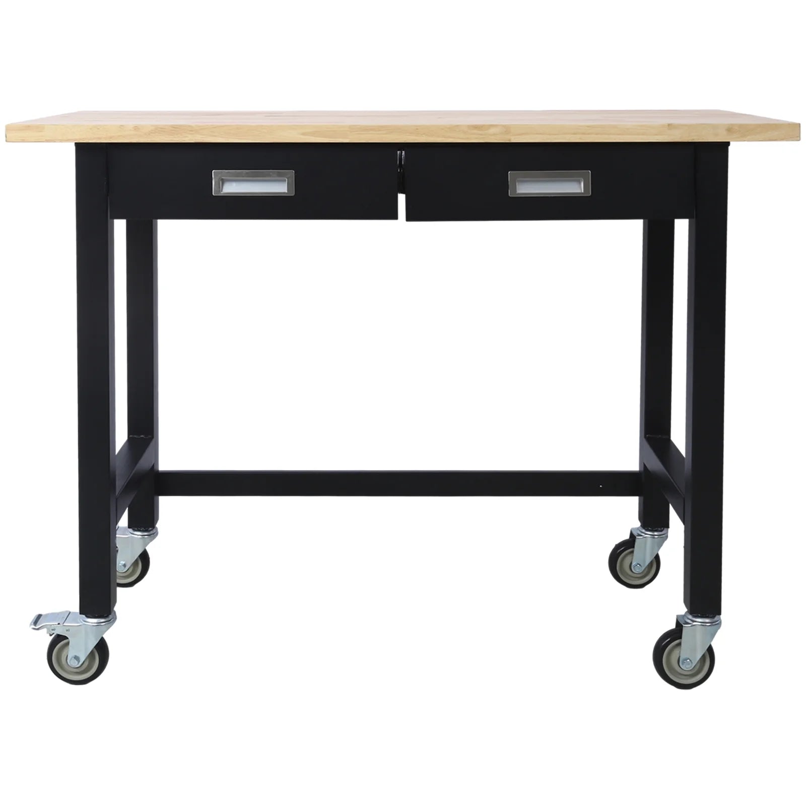 48in Adjustable Bamboo Workbench with Drawer and Wheels S221