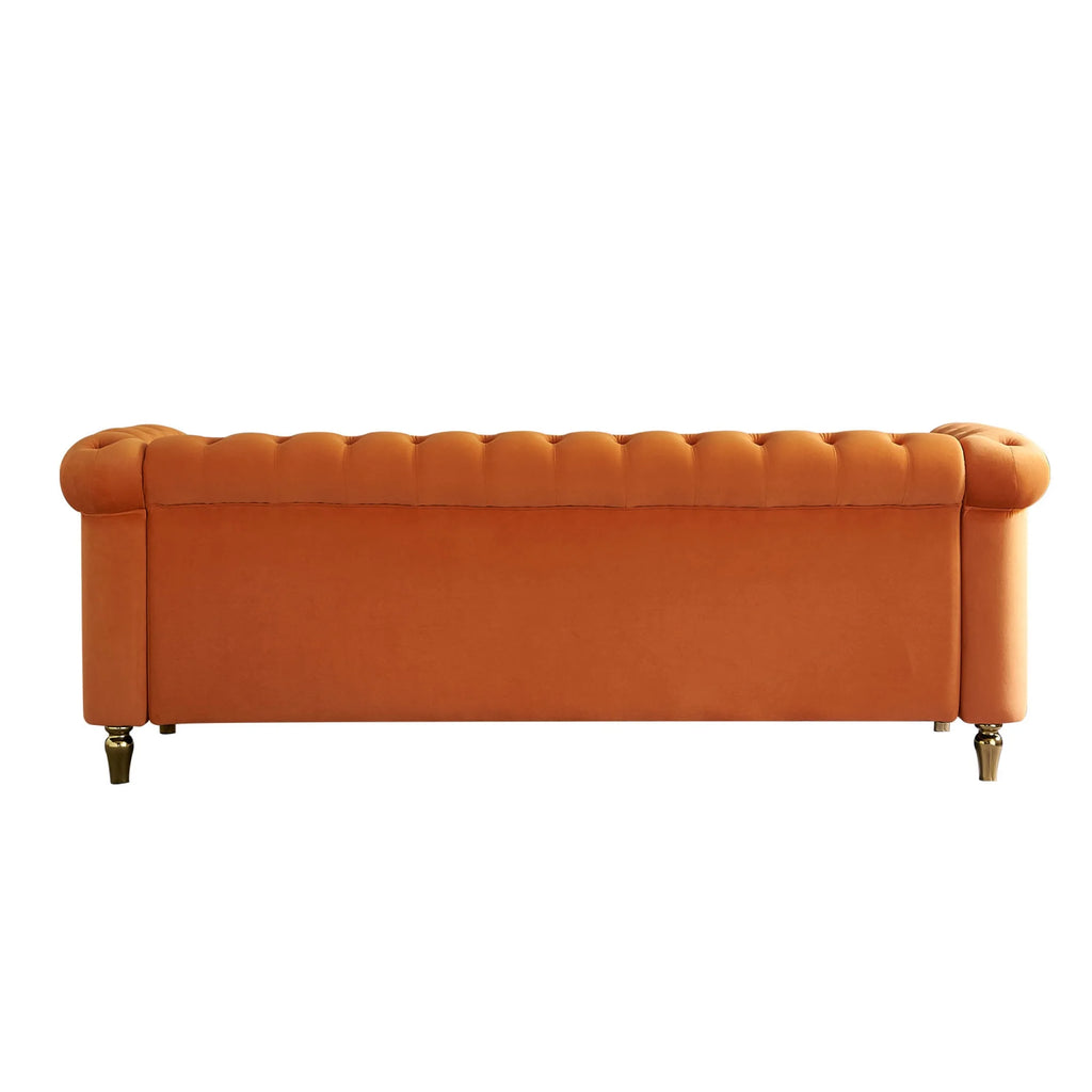 Chesterfield Velvet Sofa 84.65 inch Orange Q225847