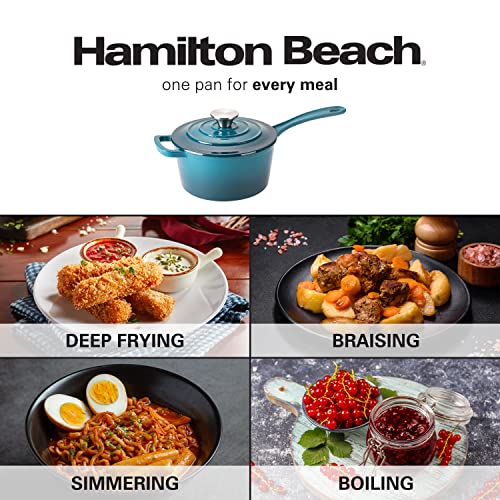 Hamilton Beach Enameled Cast Iron Sauce Pan 2-Quart Red T72002
