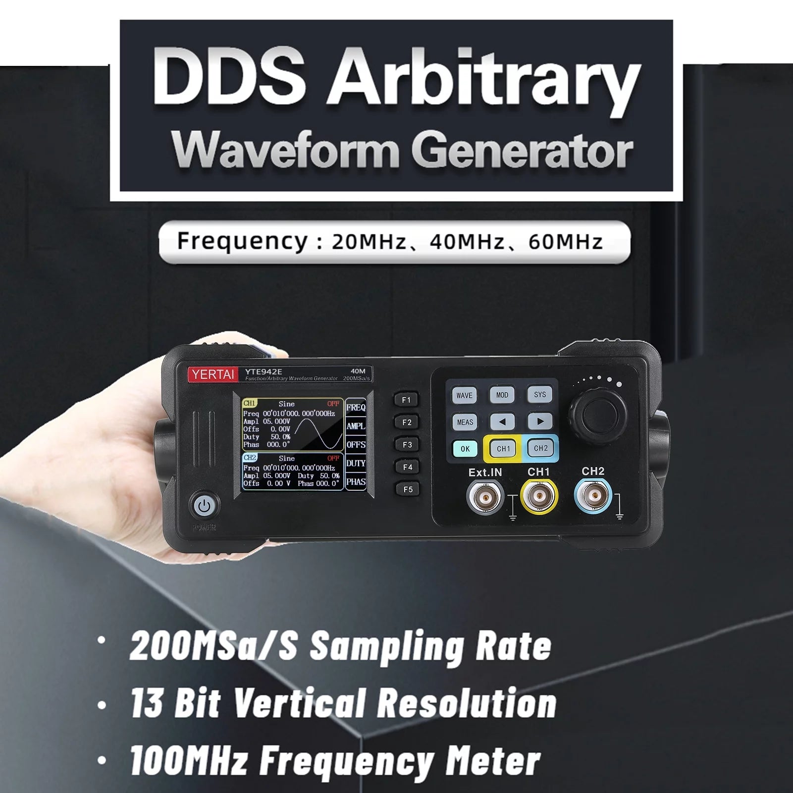 Portable Dual Channel Waveform Generator with 2.4 inch TFT LCD a7