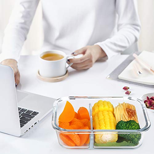 M MCIRCO 22 Oz Glass Meal Prep Containers 2 Compartments with Lids B334