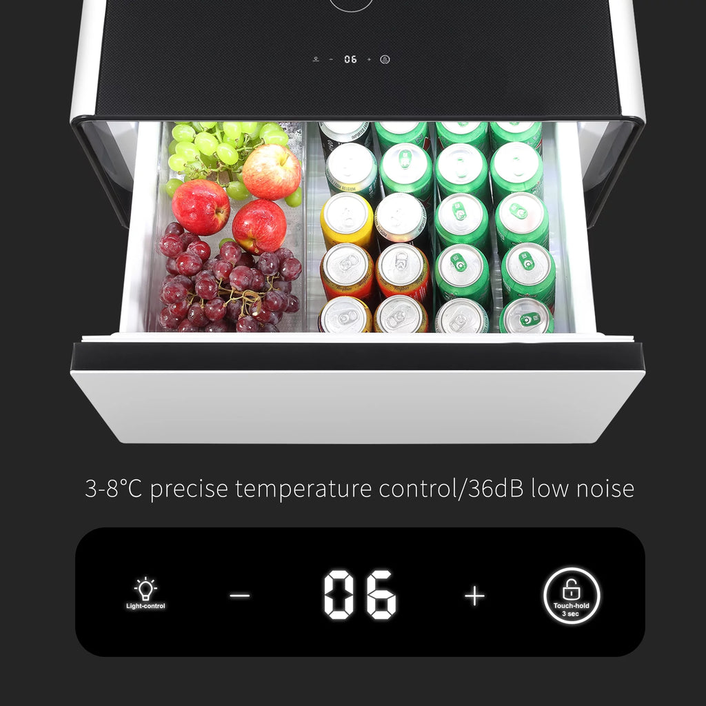 Livtab Smart Side Table with Built-in Fridge and Charging Station, White H571