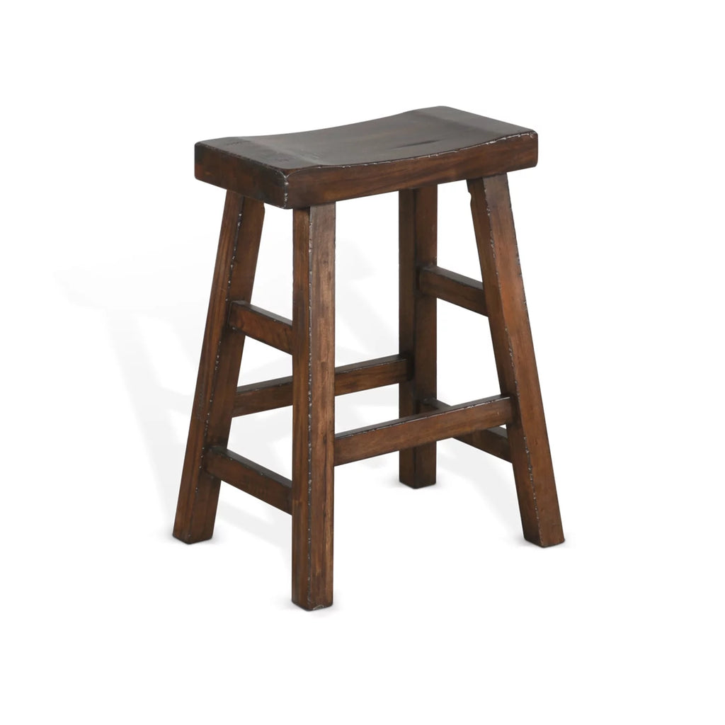Sunny Designs 24" Saddle Seat Transitional Mahogany Wood Stool in Dark Chocolate