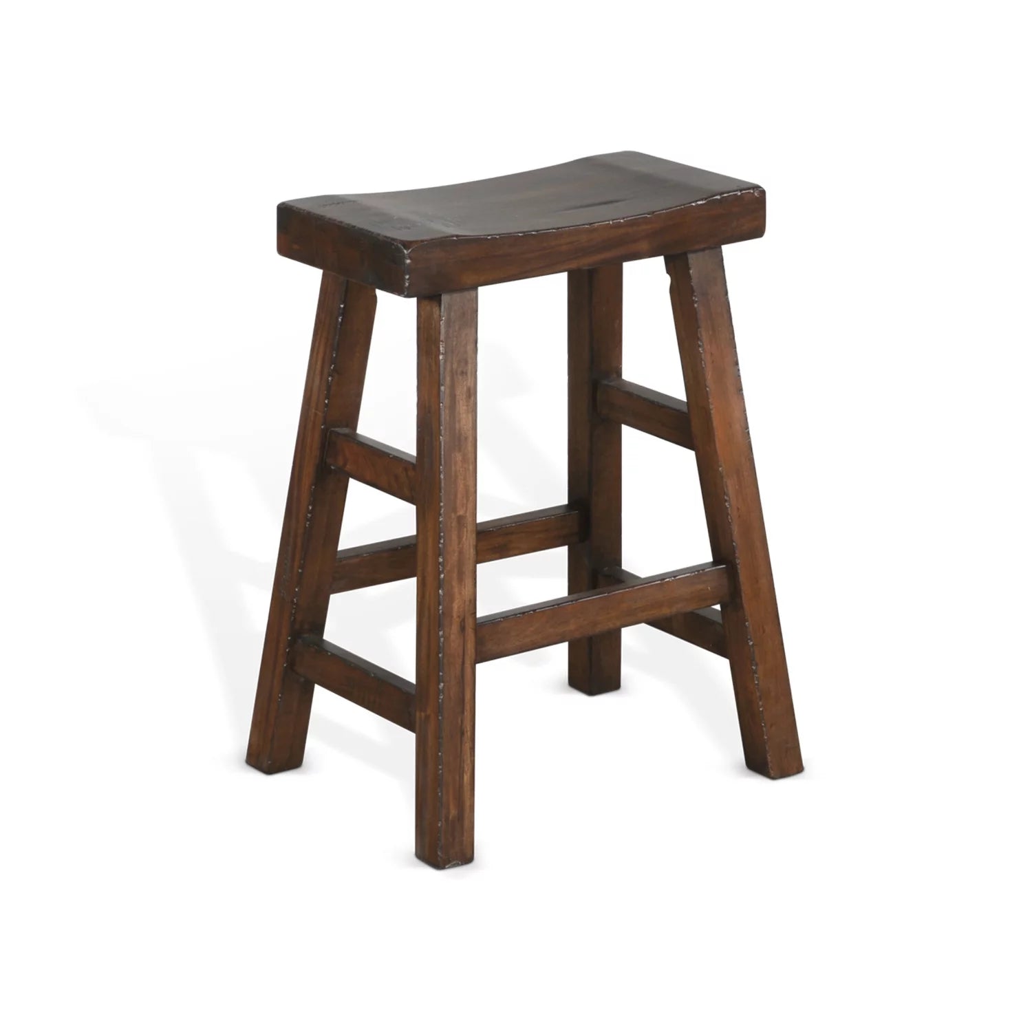 Sunny Designs 24" Saddle Seat Transitional Mahogany Wood Stool in Dark Chocolate