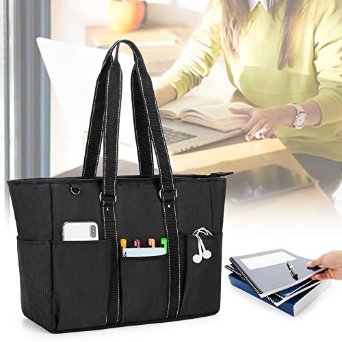 Damero Nurse Tote Bag with Padded Laptop Sleeve, Black Y424