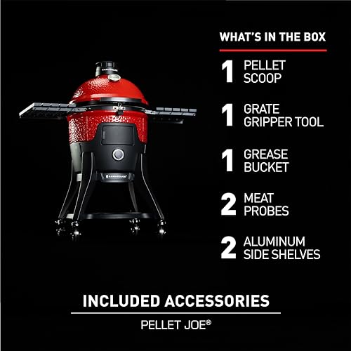 Kamado Joe Classic Pellet Joe 18" Ceramic Wood Pellet Grill and Smoker with Cart, Red C102863