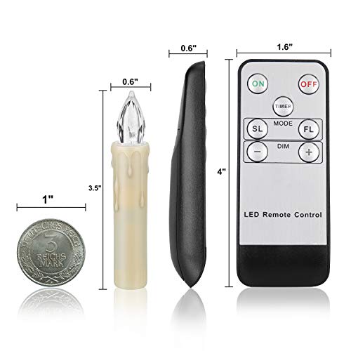 LED Window Taper Candles with Remote Timer, Battery Operated Flickering Lights k7m