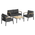 Outsunny 4 Piece Patio Furniture Set Aluminum Conversation Set Outdoor Garden Sofa Set w/ 2 Armchairs, Loveseat Sofa, Center Coffee Table, Cushions for Garden, Patio, Dark Gray
