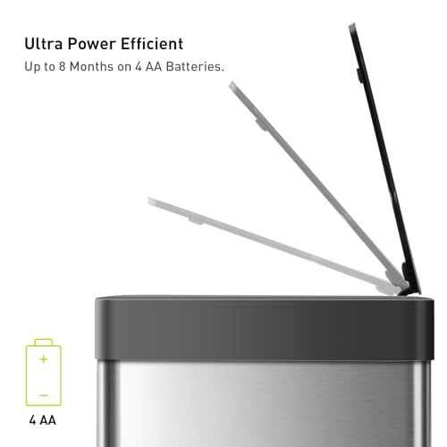 EKO Deluxe Mirage-T 13.2 Gallon Motion Sensor Trash Can, Matte Stainless Steel A485497