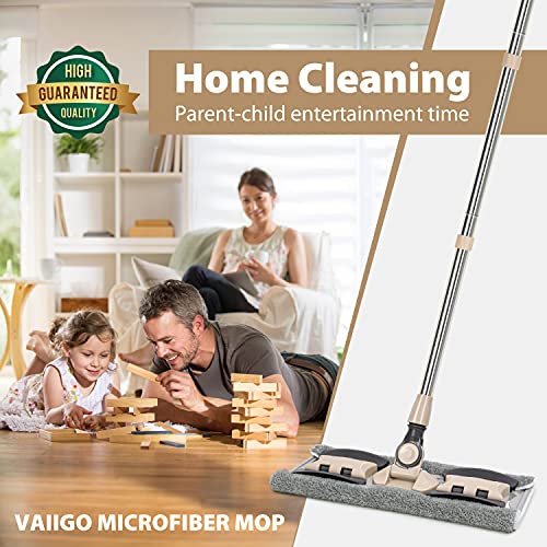 Microfiber Hardwood Floor Mop with 5 Reusable Washable Pads, Wet or Dry Cleaning a7k