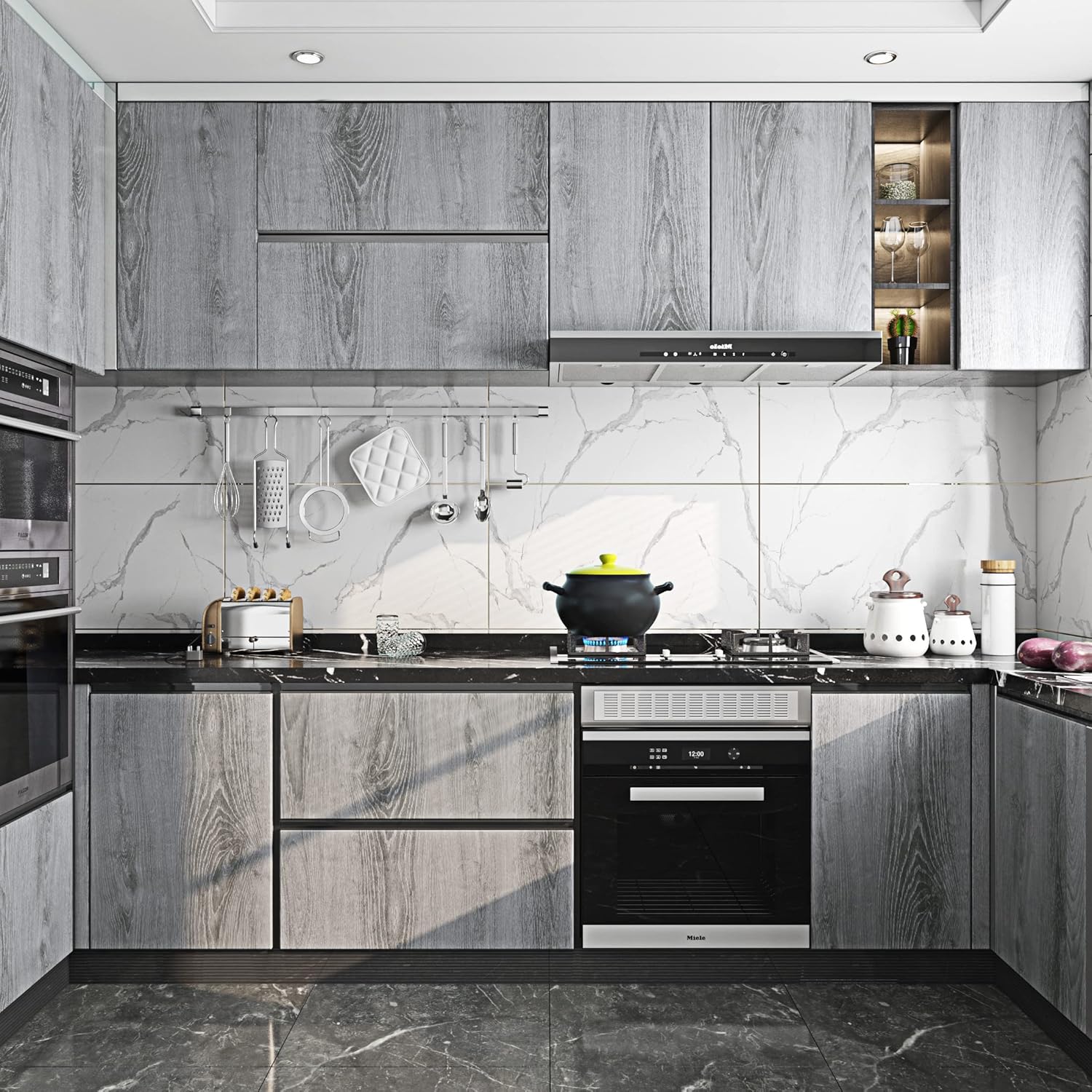 FunStick 24"x200" Grey Wood Contact Paper for Cabinets Countertops J345714