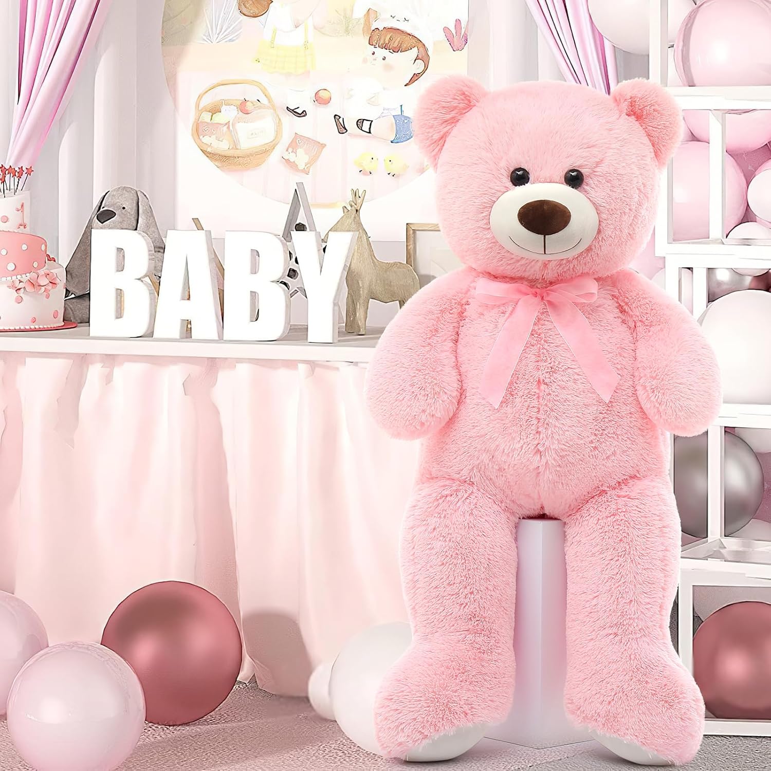 MorisMos 2-Pack Giant Teddy Bear Stuffed Animals, 35.4" Pink & White Plush Toy I424