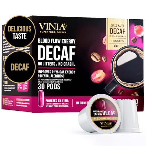 VINIA Blood Flow Energy Coffee Pods, Medium Roast, 30 Ct C4802