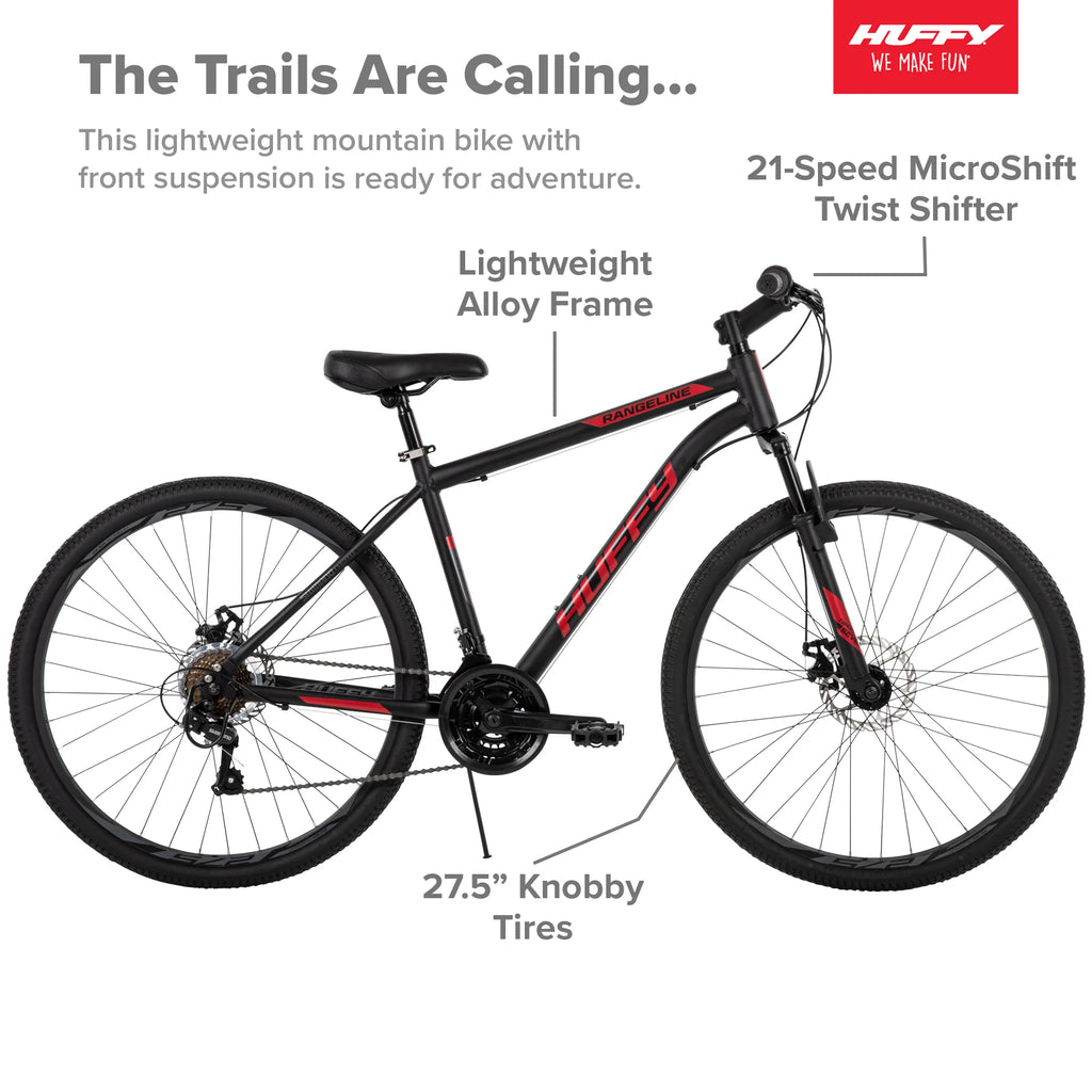 Huffy Rangeline 27.5 in Men's Mountain Bike, Black and Red P36945