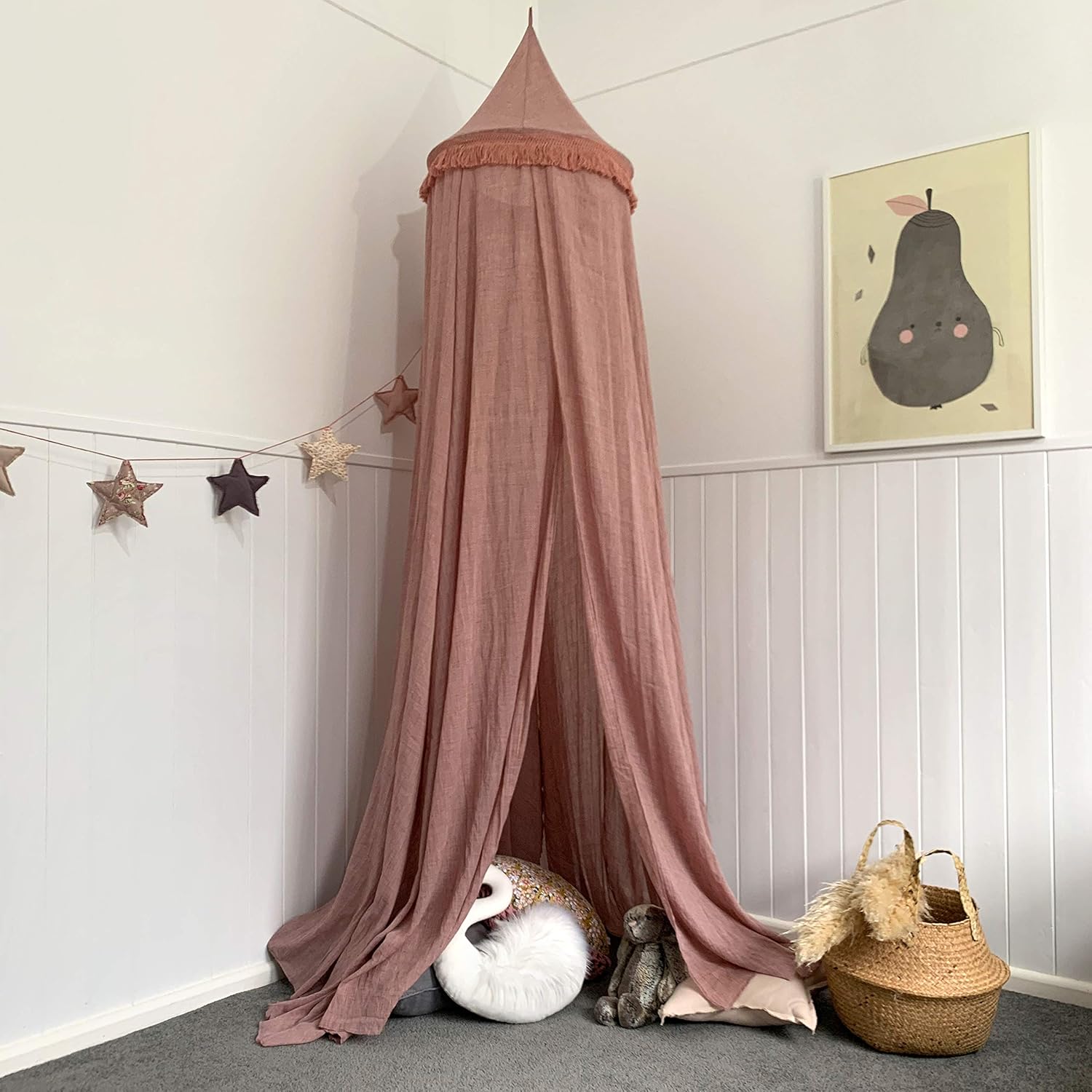 Zeke and Zoey Hanging Princess Canopy for Girls Bed with Tassels B6000