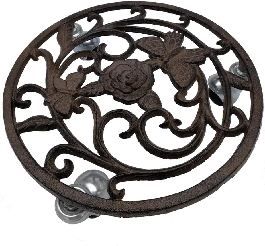 Cast Iron Butterfly Flower Garden Plant Trolley Holder k7m