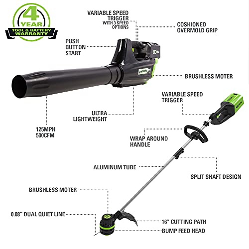 Cordless Brushless String Trimmer and Leaf Blower Combo with Battery Charger k7