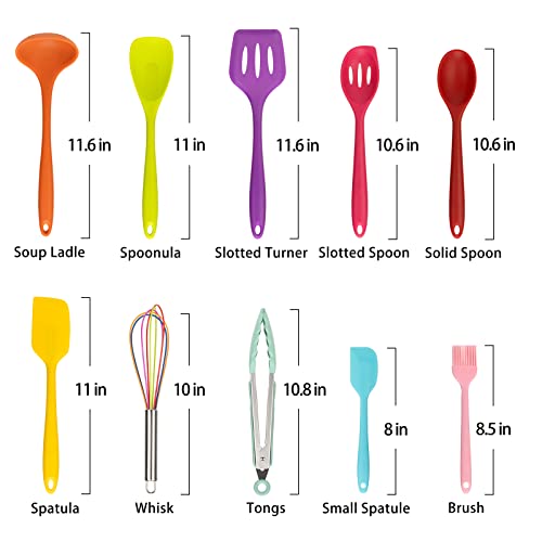 KAY RUK Silicone Utensil Set 10Pcs, Food Grade Heat Resistant Kitchen Tools F491430