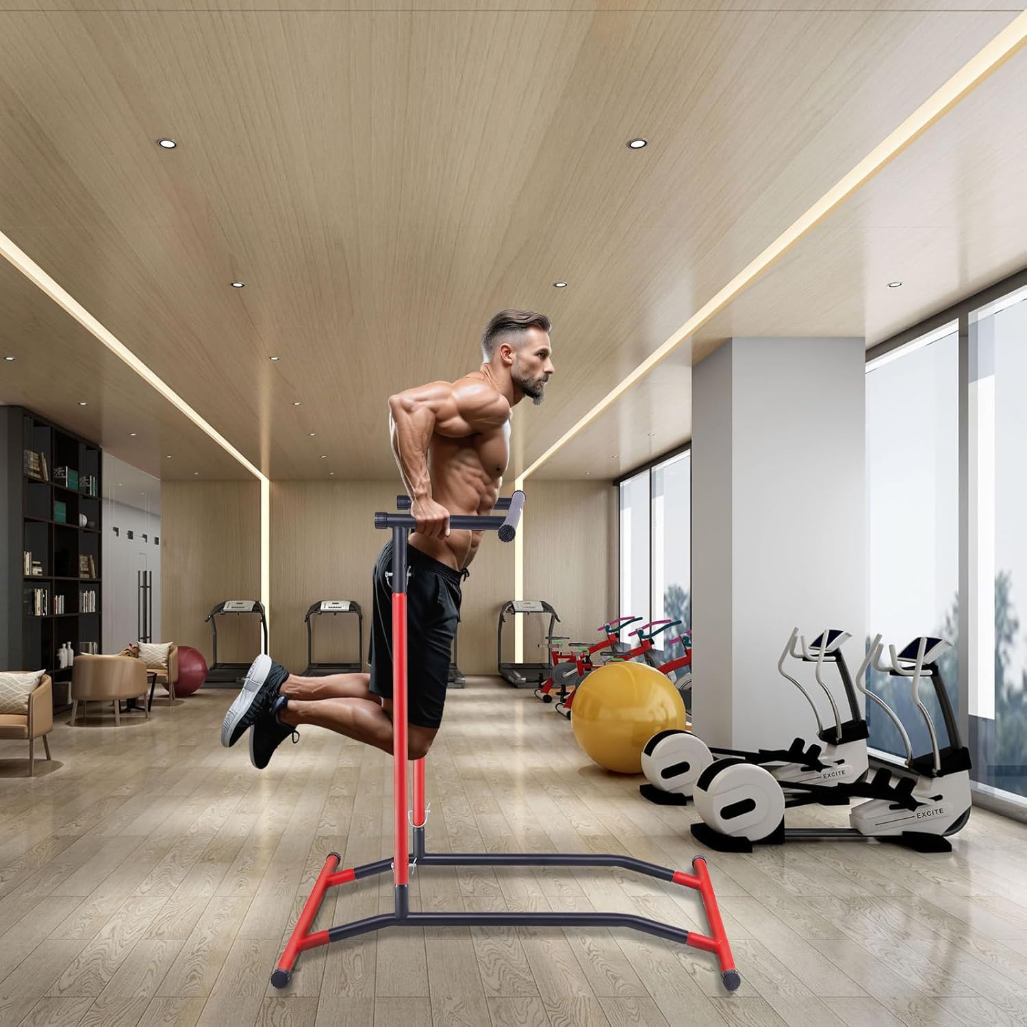 Power Tower Dip Station Adjustable Pull Up Bar Home Gym Equipment K7m