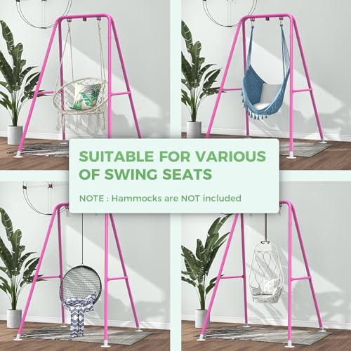 Hammock Chair Stand Heavy Duty Steel 300LBS Outdoor Indoor White a7
