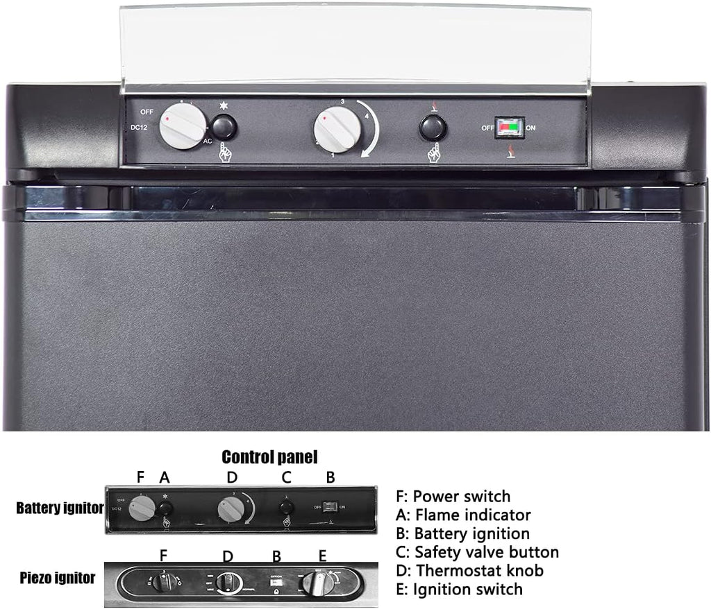 SMETA 3 Way Fridge Propane Refrigerator 12V/110V/Gas 1.4 Cu.Ft LP Gas Off-Grid Refrigerator without Freezer - Compact RV Cabin Camping Mini Fridge, Black k7