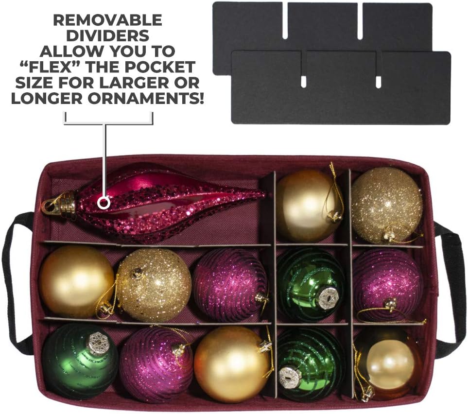 Christmas Ornament Storage Box with Adjustable Dividers and Trays a7