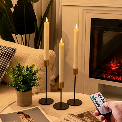 Flameless Taper Candles with Remote Timer, White LED Battery Operated 9.6 Inch q7