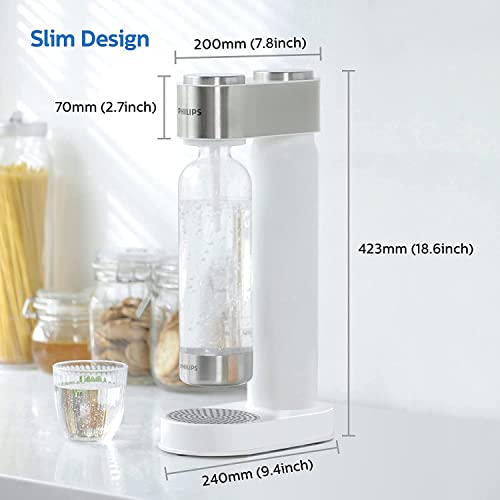 Philips Stainless Sparkling Water Maker Soda Maker Machine with BPA Free 1L Bottle, White P807