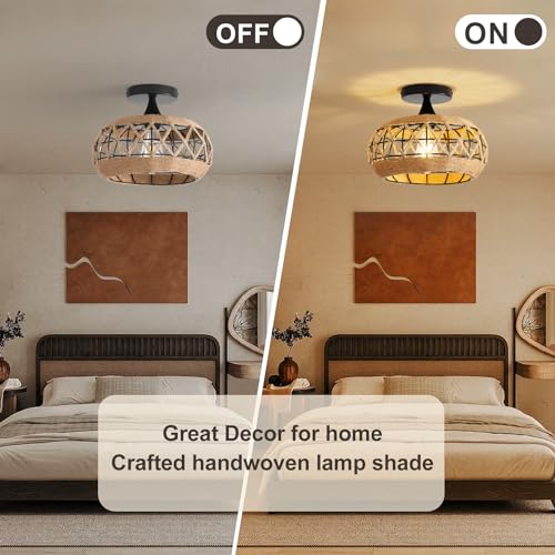 13" Flush Mount Capiz Shell Chandelier Gold Ceiling Light for Bedroom Hallway U256