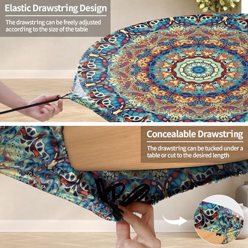 Fitted Round Tablecloth with Elastic for 40"-44" Tables T6310