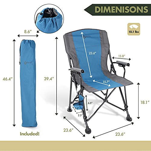 Heavy-Duty Folding Camping Quad Chair with Cup Holder and Carrying Bag Tan Gray k7p