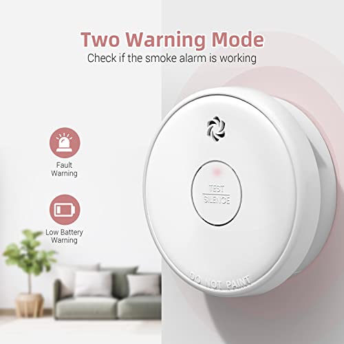 Fire Alarms Smoke Detectors, Battery Operated, 10-Year Life, Photoelectric for Home R2026