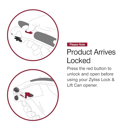 Zyliss Lock N' Lift Manual Can Opener with Lid Lifter Magnet, Red L7017