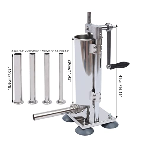 Vertical Stainless Steel Manual Sausage Stuffer, 6Lbs Suction Cup Type Y688