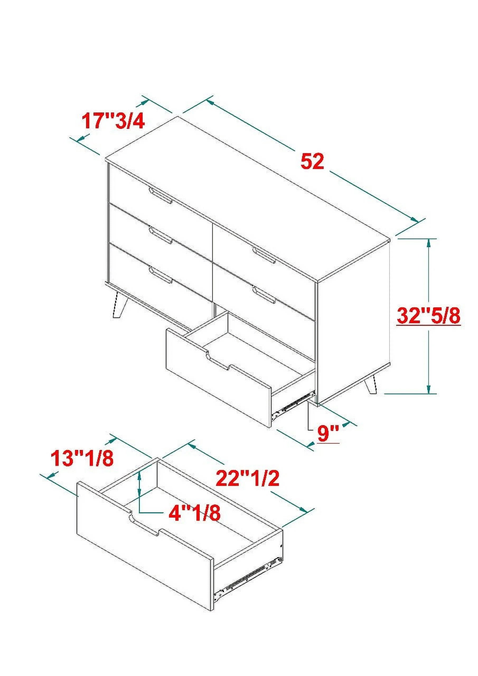 Walker Edison Modern 6-Drawer Dresser with Cut-Out Handles V97089