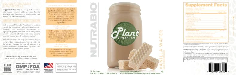 Plant Protein Powder Vanilla Wafer 20g Per Scoop A7
