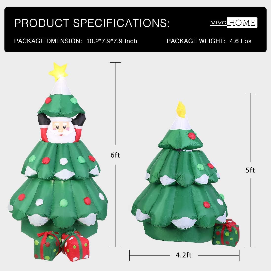 Inflatable LED Christmas Tree with Santa and Gift Boxes k7