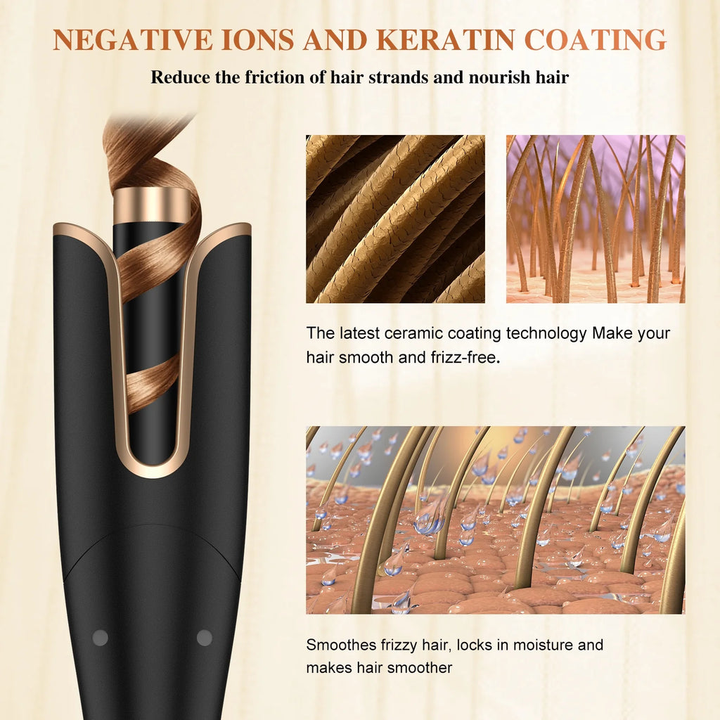 Curling Iron with Rotating Barrel and 4 Heat Settings a7k
