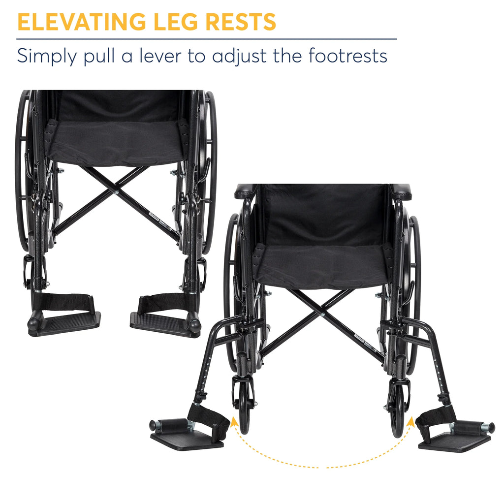 Drive Medical Silver Sport 1 Wheelchair with Full Arms and Swing Away Footrest U145565