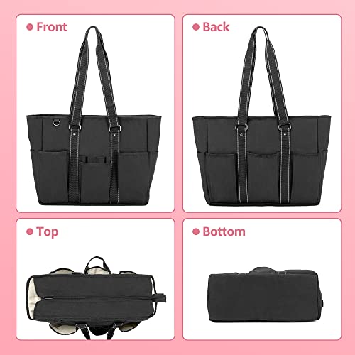 Damero Nurse Tote Bag with Padded Laptop Sleeve, Black Y424
