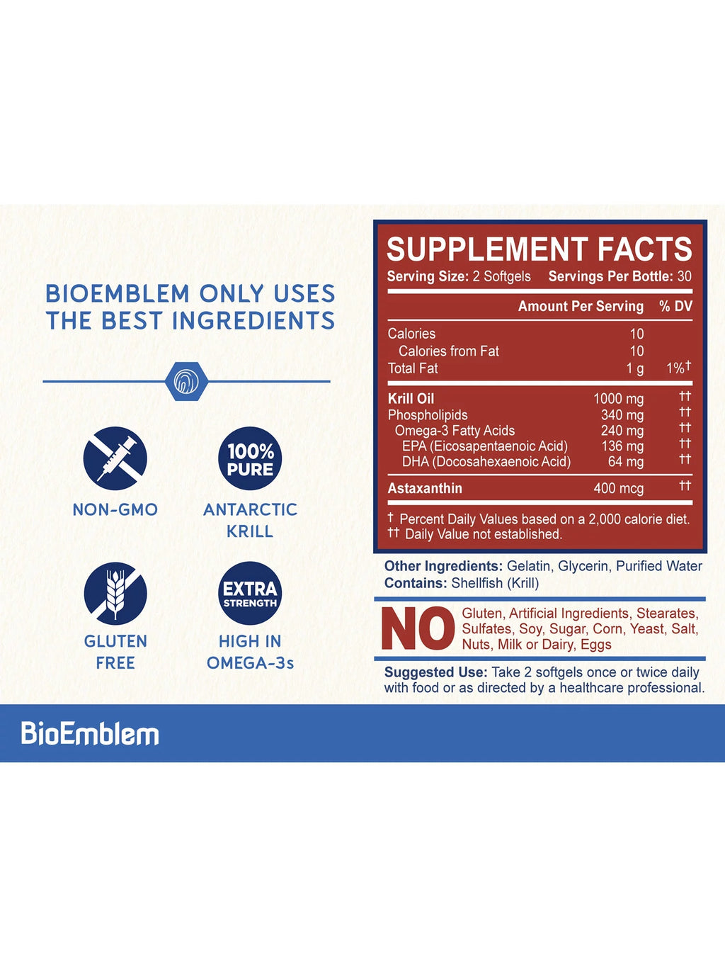 BioEmblem Triple Magnesium Glycinate Malate Citrate with Antarctic Krill Oil I413
