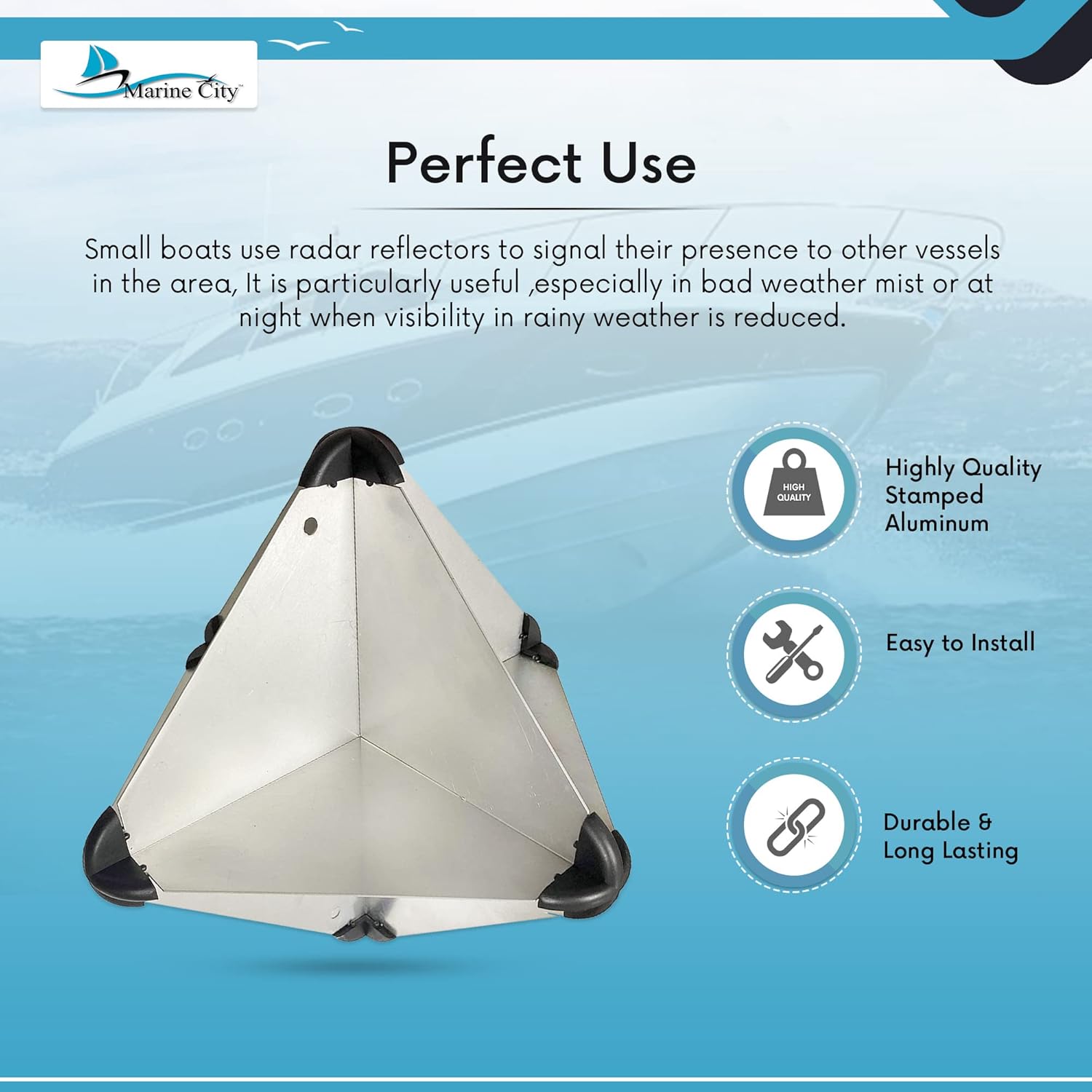 Aluminium Boat Radar Reflector Octahedral 16 Inches k7