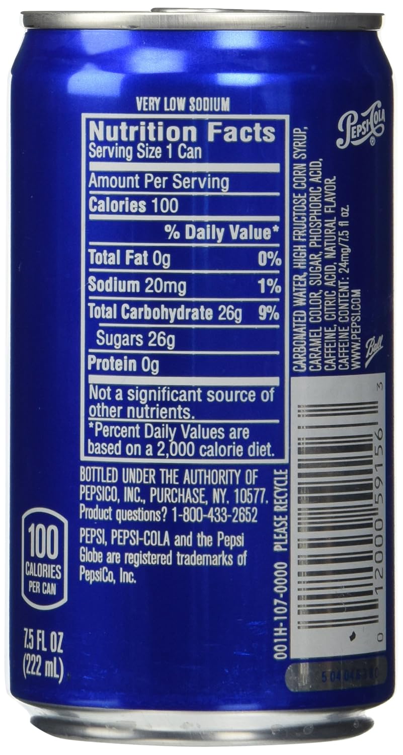 Pepsi Cola Soda 7.5oz Mini Cans 24 Pack K713706