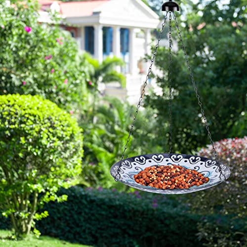 Hanging Bird Bath for Outdoors 11 Inch Glass Bowl q7k