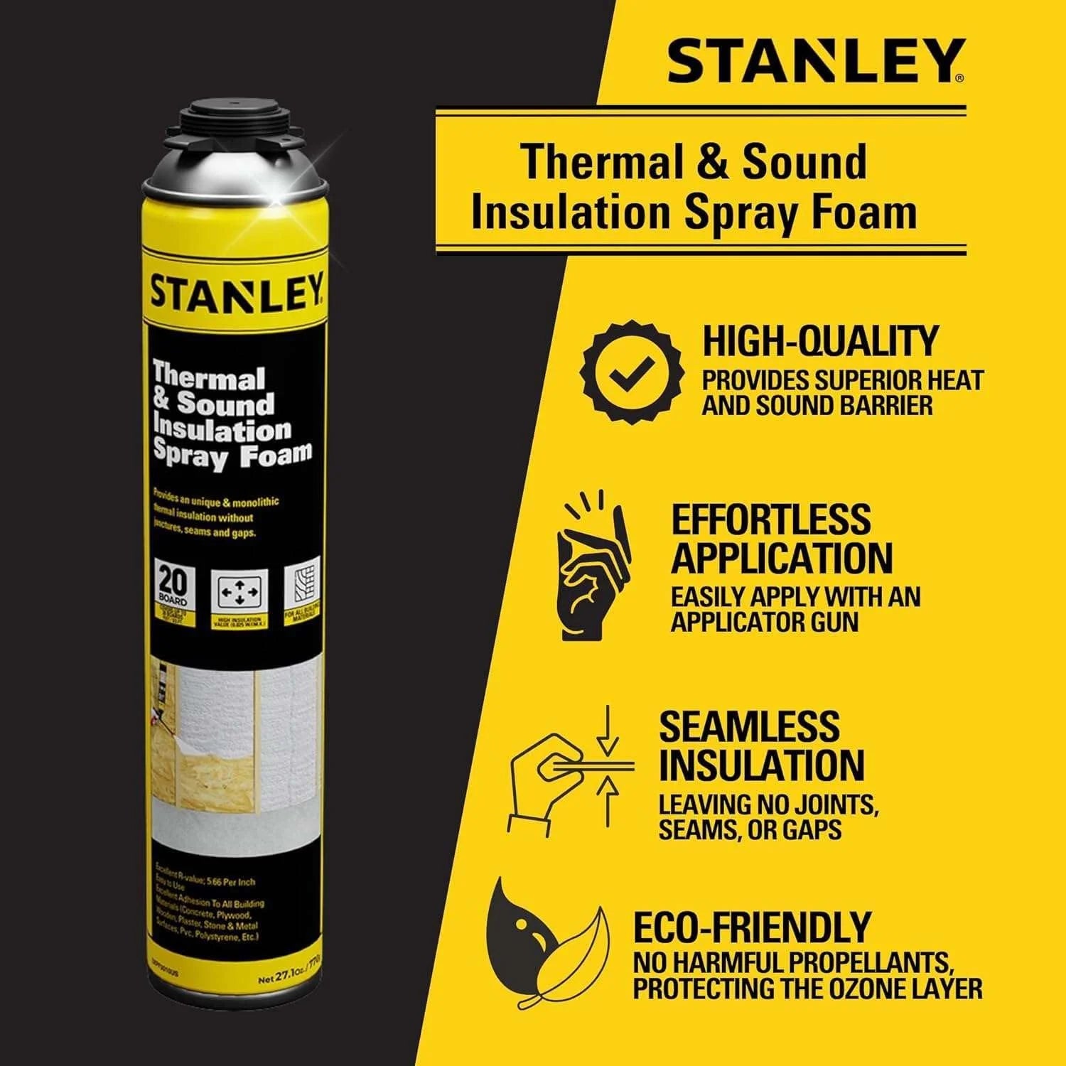 Stanley Supercoat Spray Foam Insulation Kit, Closed Cell, 480 Board Feet S383