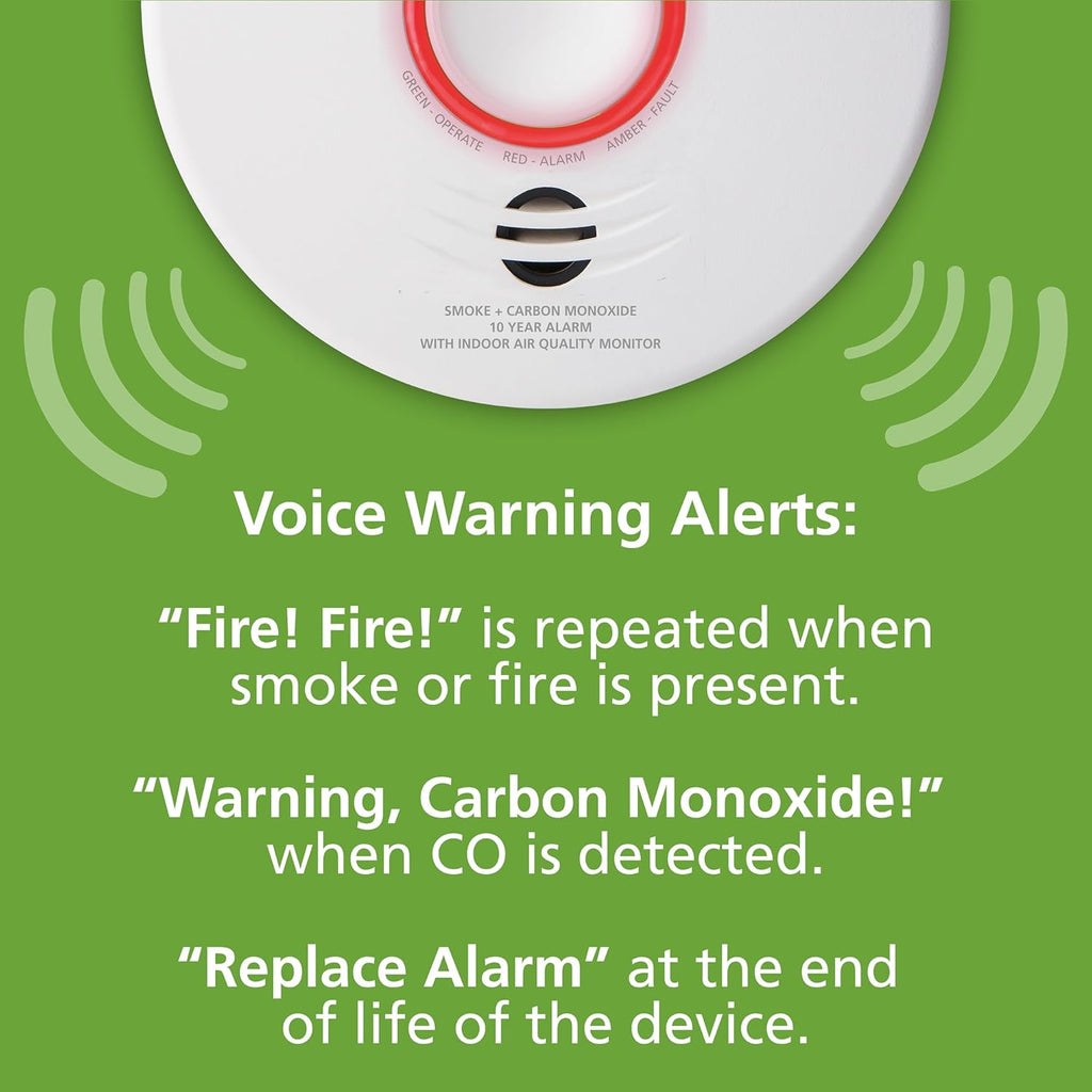 Kidde Smart Smoke & CO Detector with Indoor Air Quality Monitor, WiFi, Hardwired w/Battery Backup J865
